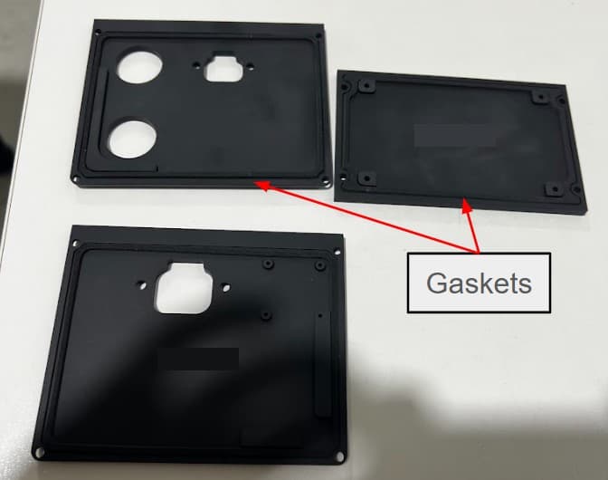 enclosure walls with gaskets installed